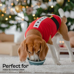 Parisian Pet embroidery on Santa motif adds a stylish holiday touch.