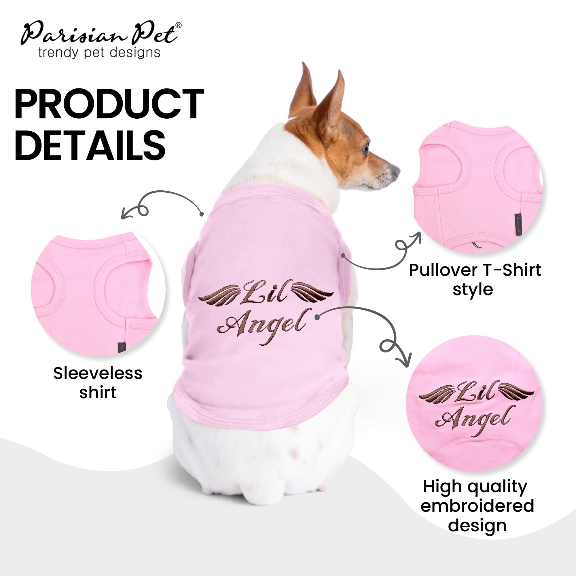 Parisian Pet pink sleeveless dog shirt, easy to wash and wear.