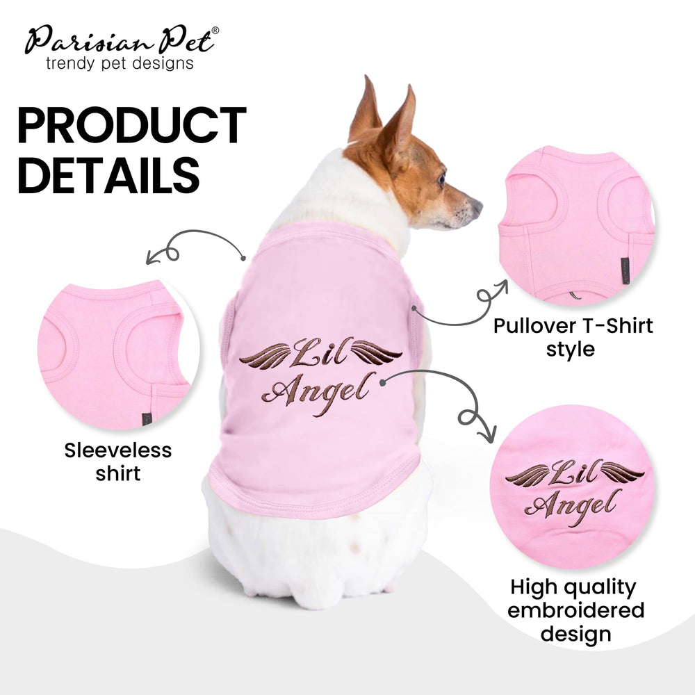 Parisian Pet pink sleeveless dog shirt, easy to wash and wear.