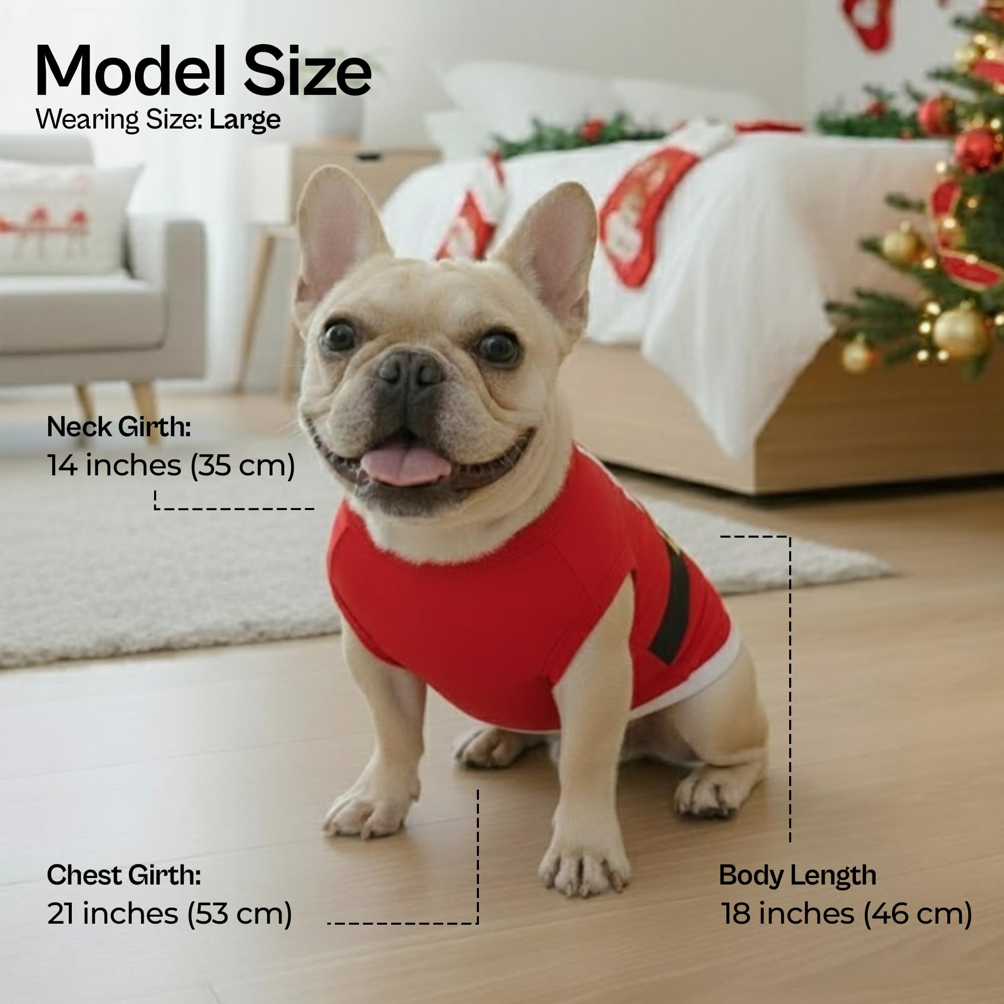 Parisian Pet sleeveless Christmas dog clothes for easy wear and movement.
