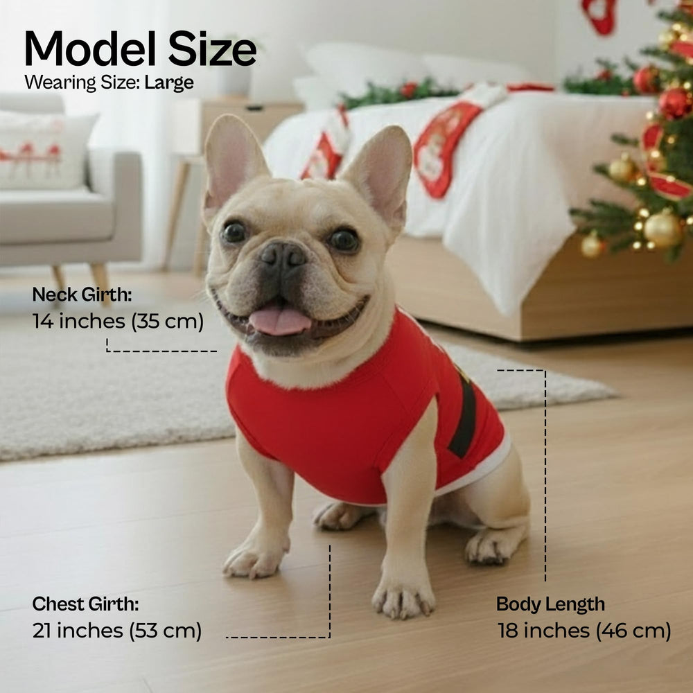 Parisian Pet sleeveless Christmas t-shirt ideal for outdoor strolls and play.