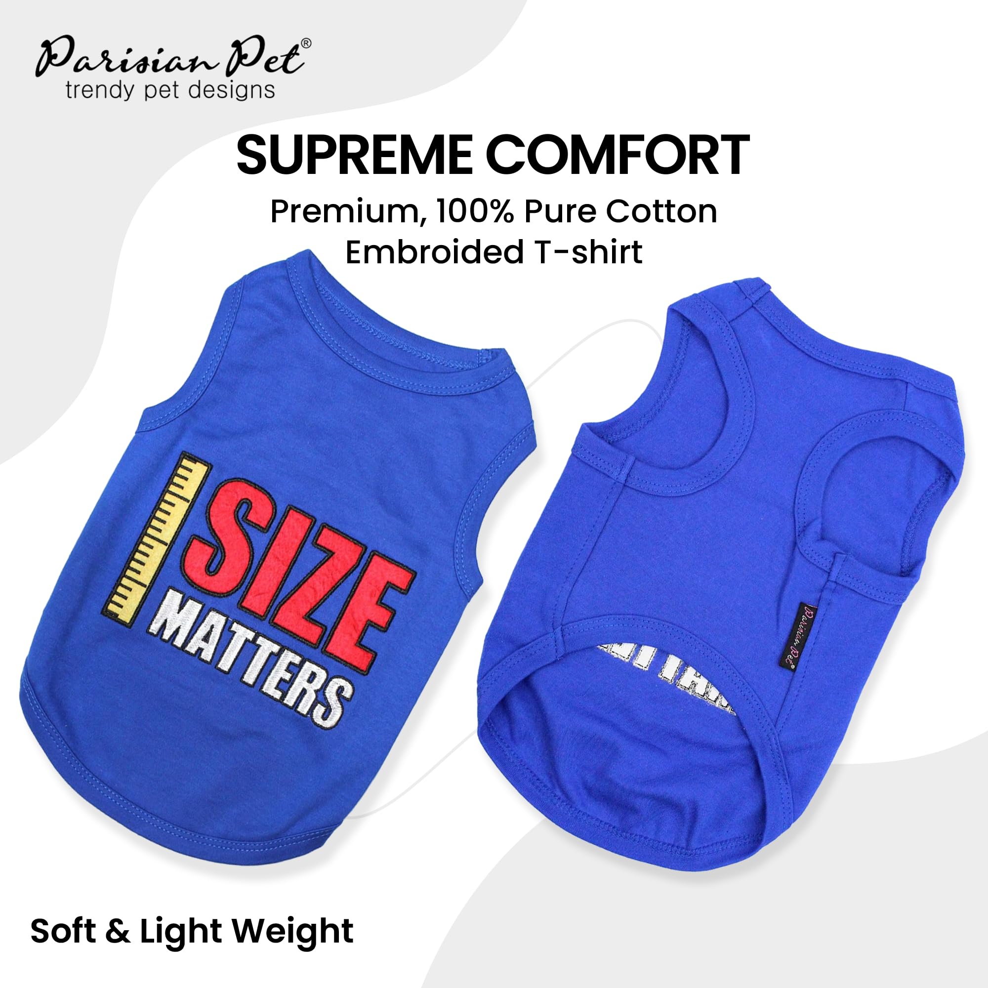 Parisian Pet sleeveless dog tee close-up shows breathable fabric for summer comfort.