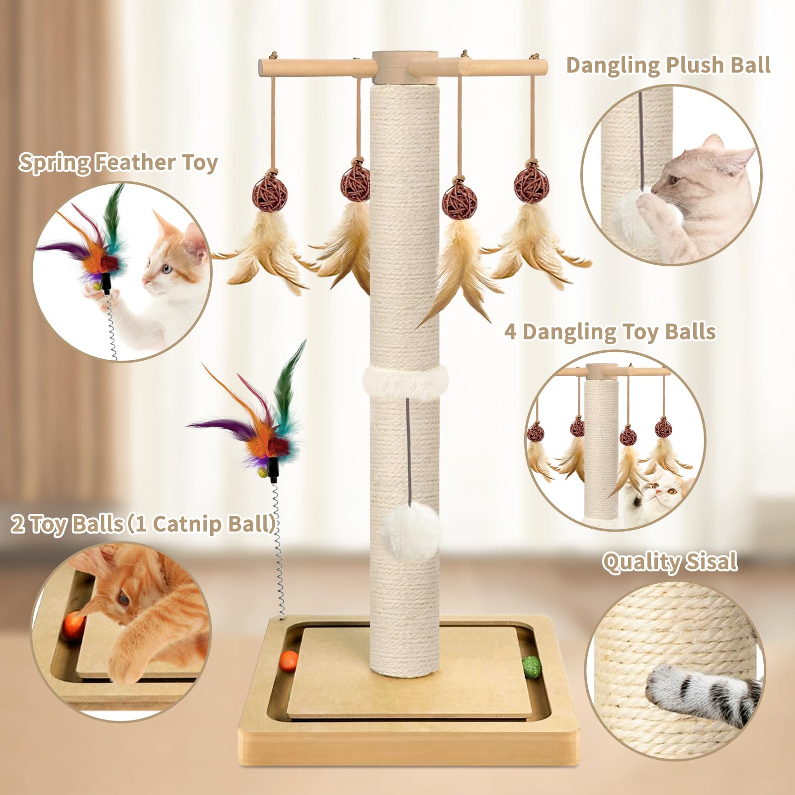 PAROTO cat post hanging balls demonstrate engaging toys for interactive play