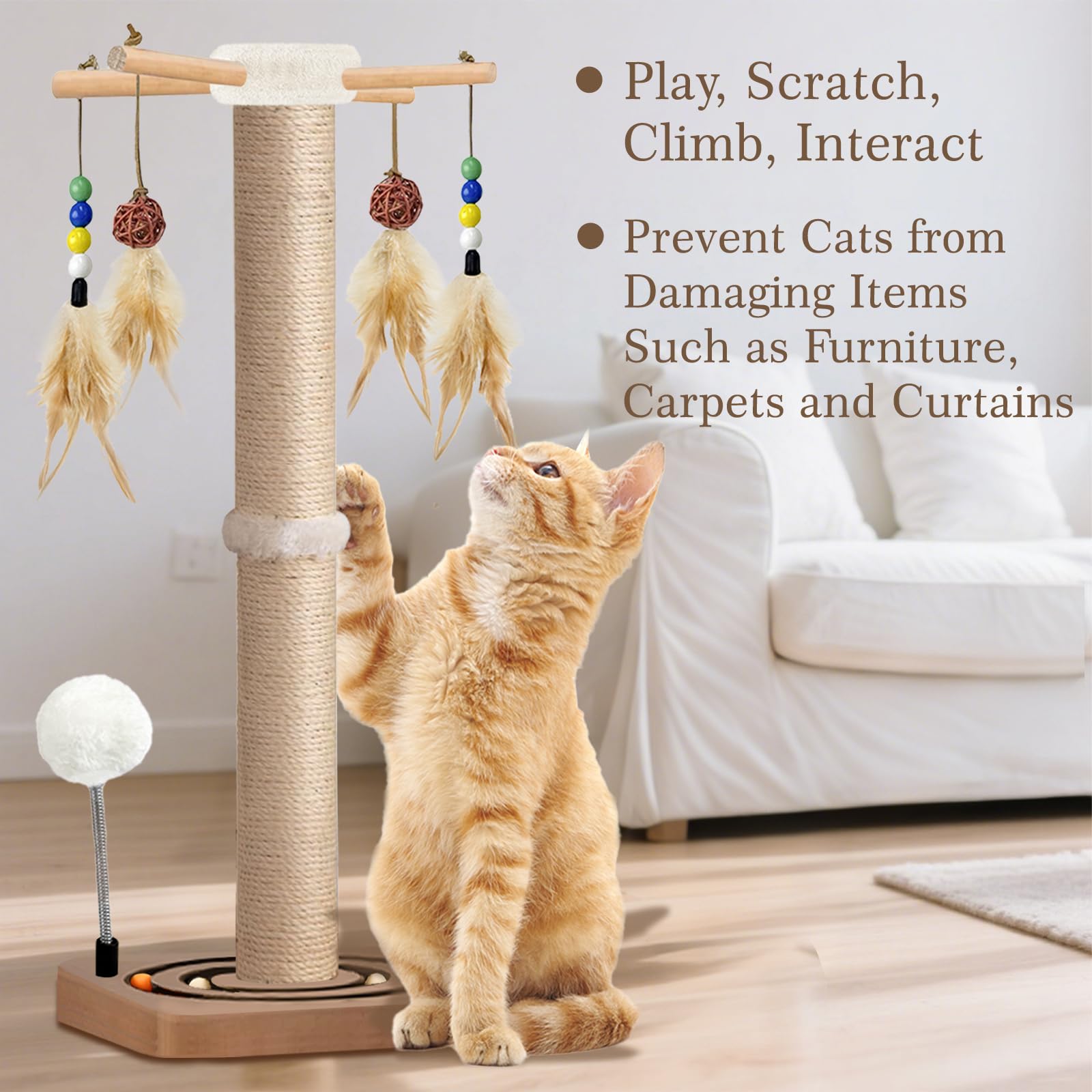 PAROTO sisal-wrapped surface shows natural scratching texture to protect furniture.