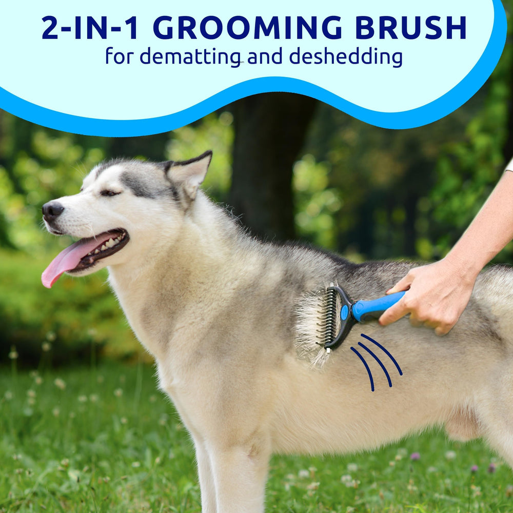 Pat Your Pet Deshedding Brush 17-teeth side helps thinning and deshedding for a healthier coat.