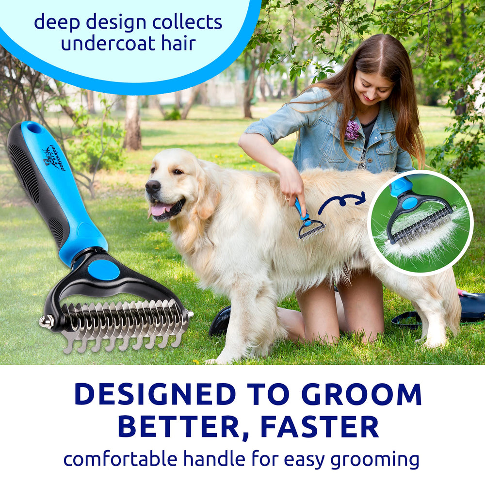 Pat Your Pet deshedding brush in action on dogs and cats for grooming