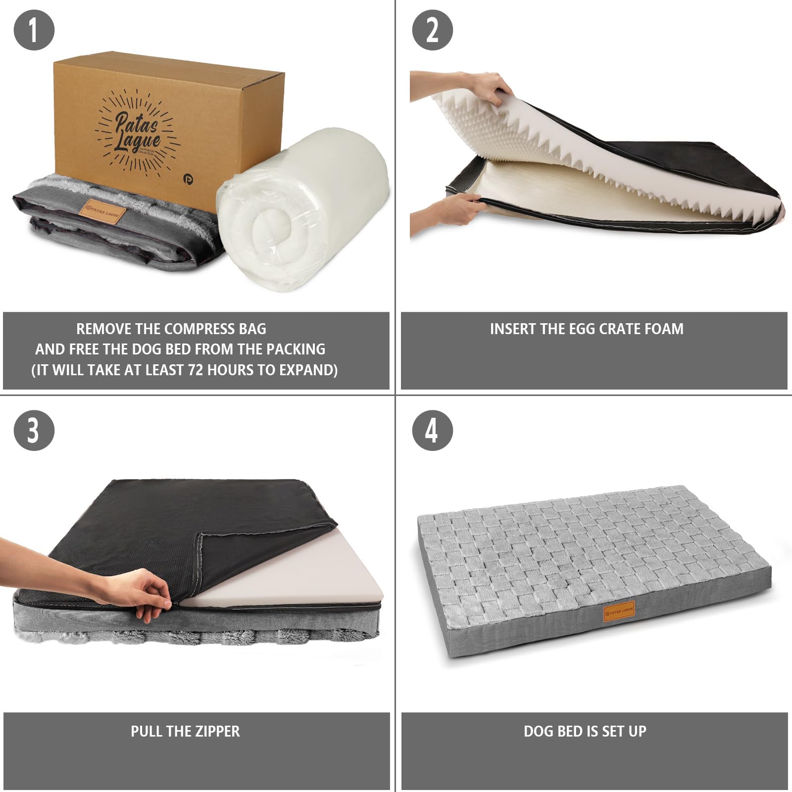 Patas Lague large pet bed foam detail shows durable comfort