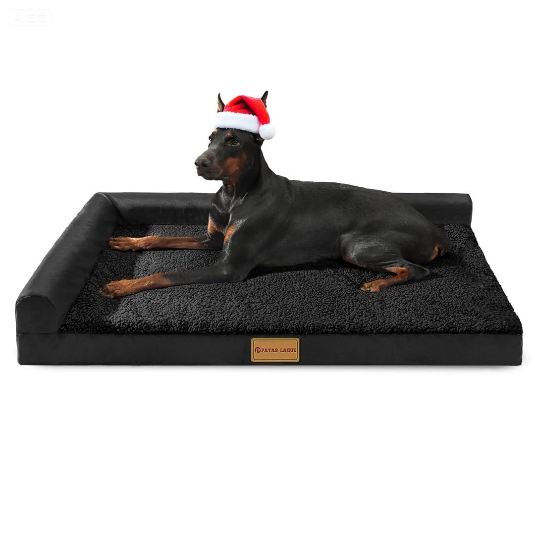 Patas Lague orthopedic dog bed 36x24 front view with plush support for joints
