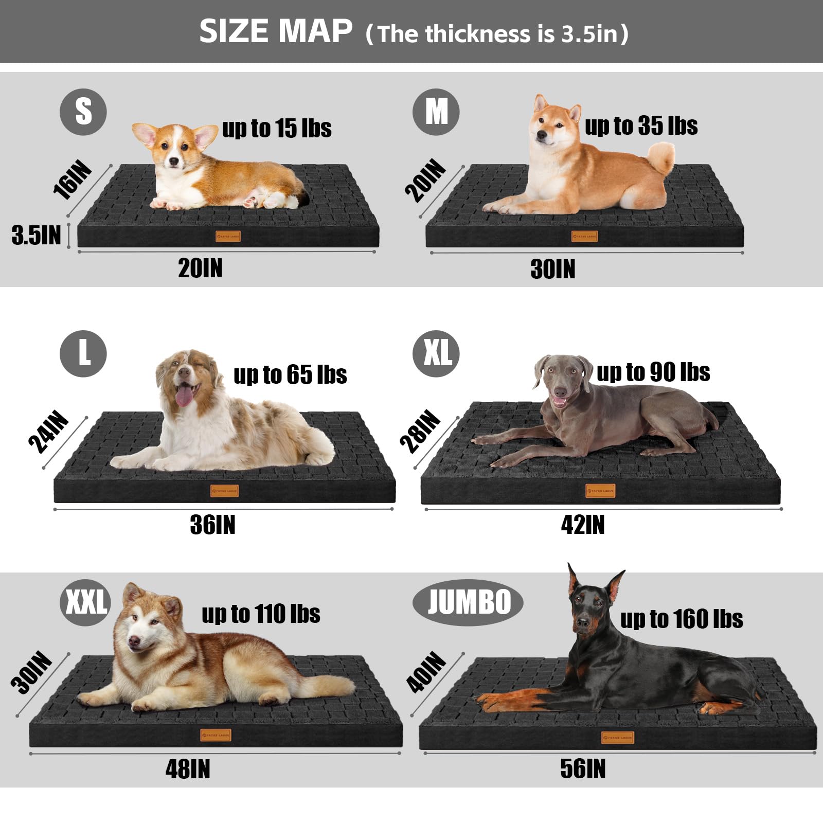 Patas Lague orthopedic dog bed waterproof layer provides moisture protection for naps.