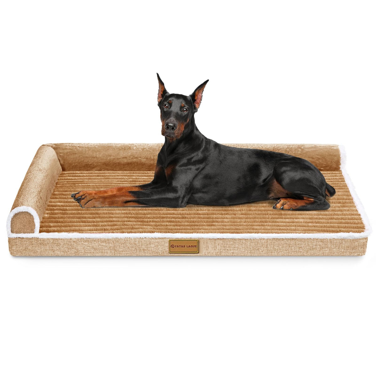 Patas Lague orthopedic jumbo dog bed 56x40 setup offering spacious sleeping area with supportive profile
