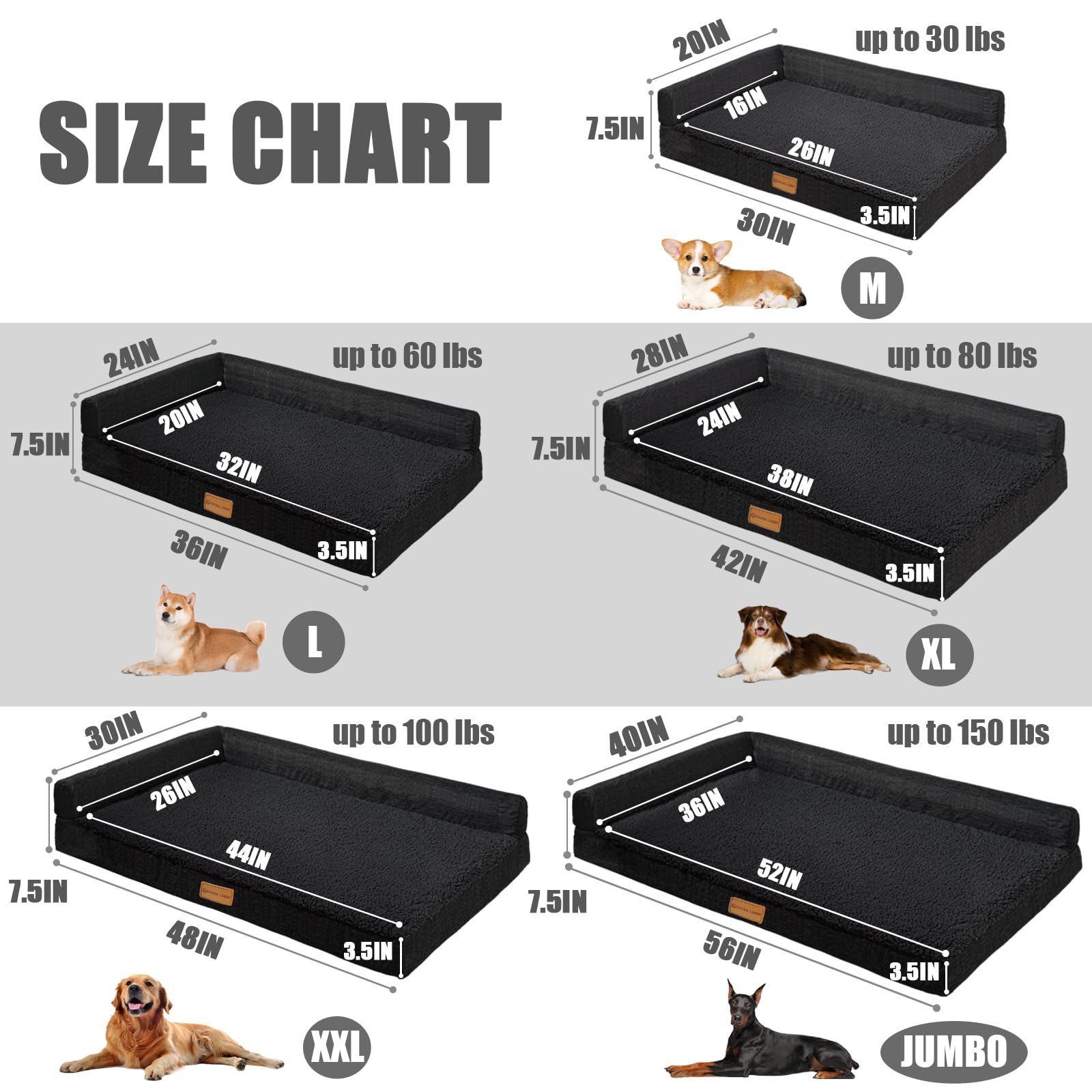 Patas Lague Orthopedic XL Dog Bed non-skid bottom keeps bed steady