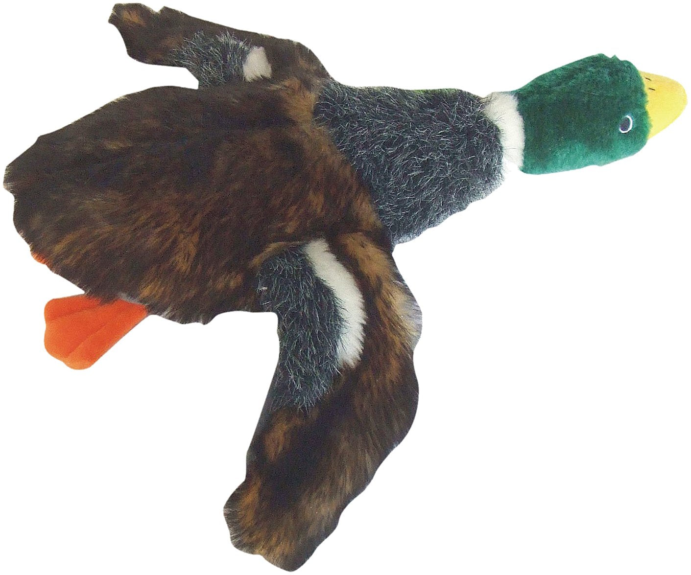 Patchwork Pet Mallard Duck 17-Inch Squeak Toy for Dogs encourages interactive play with durable squeaks.