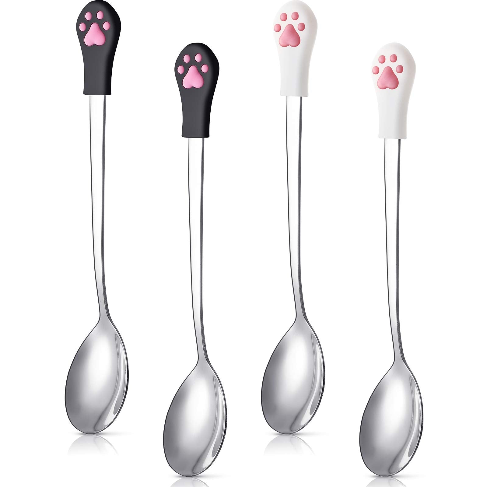 Patelai 4-piece pet food spoon set in black and white for easy feeding