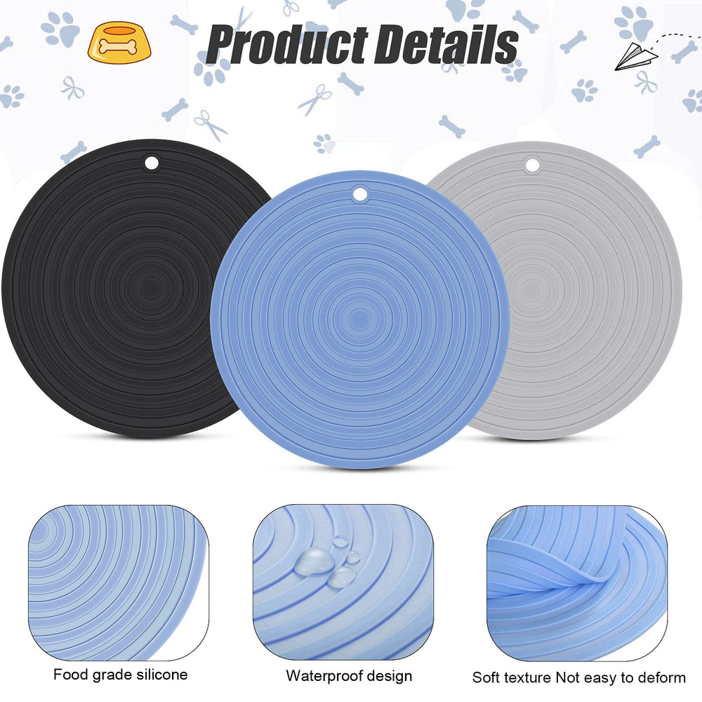 Patelai black silicone pet mat protects floors by catching spills during feeding