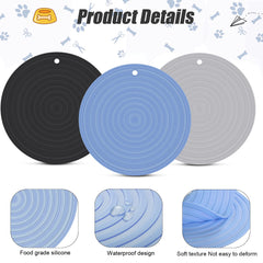Patelai black silicone pet mat protects floors by catching spills during feeding