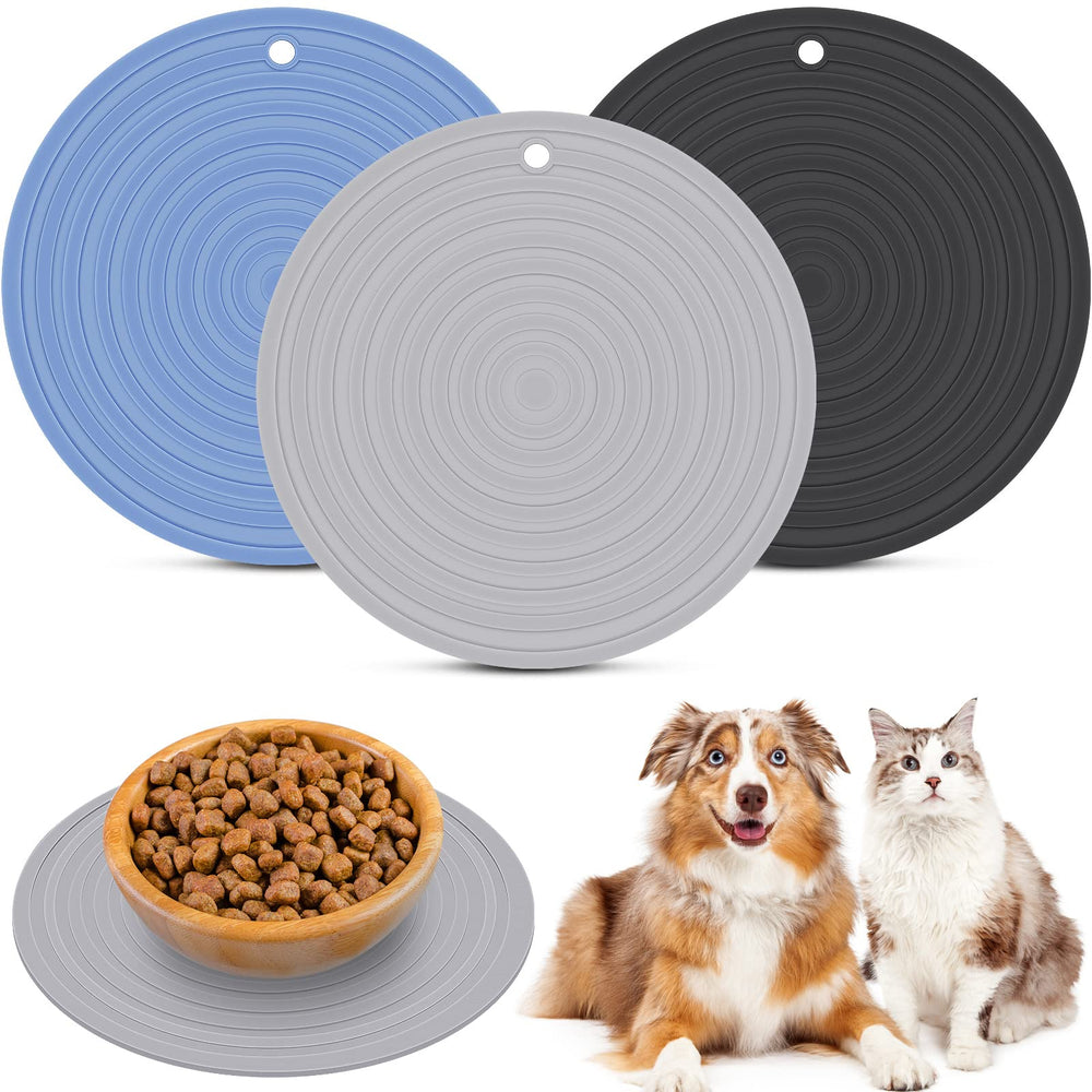 Patelai blue silicone pet food mat prevents spills during mealtime