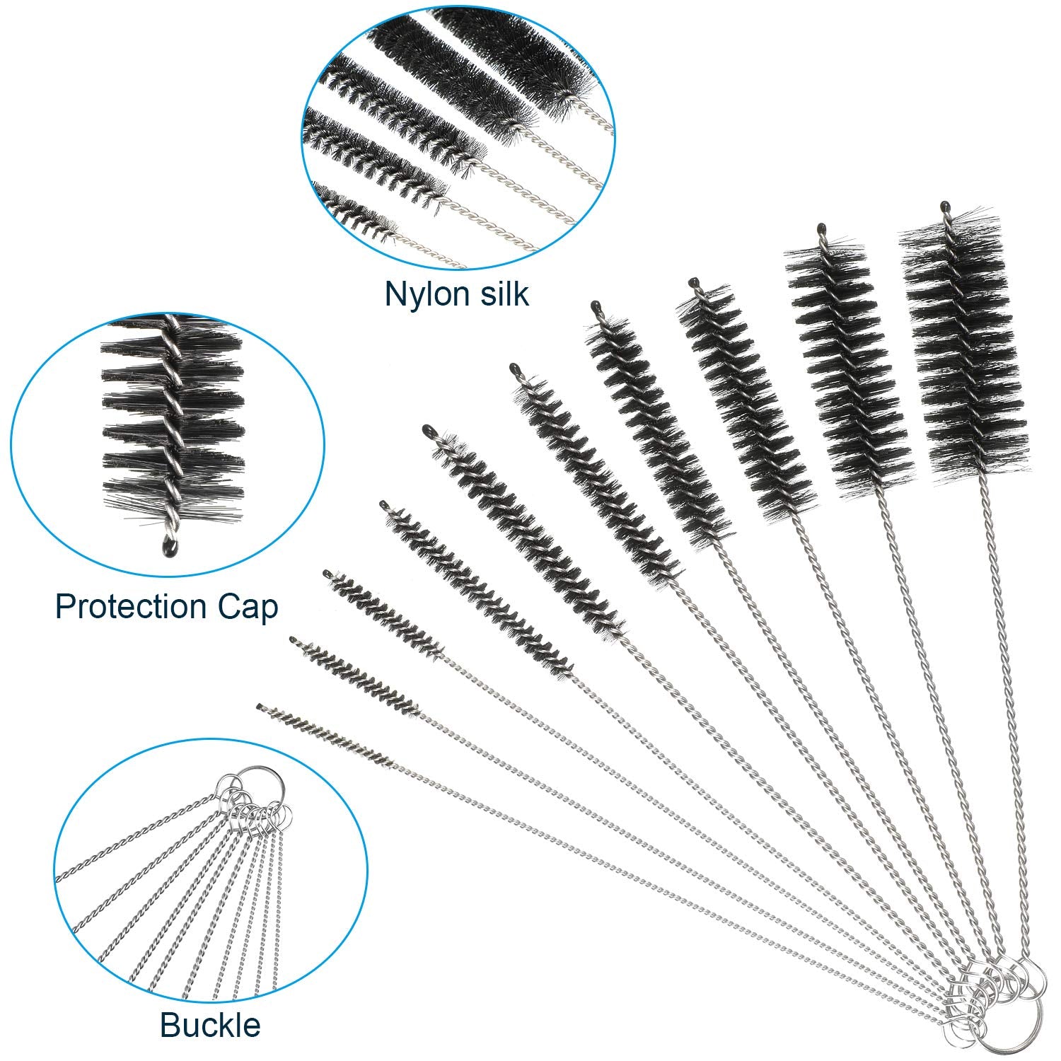 Patelai flexible long brush inside-tube for reaching deep curved passages without damage