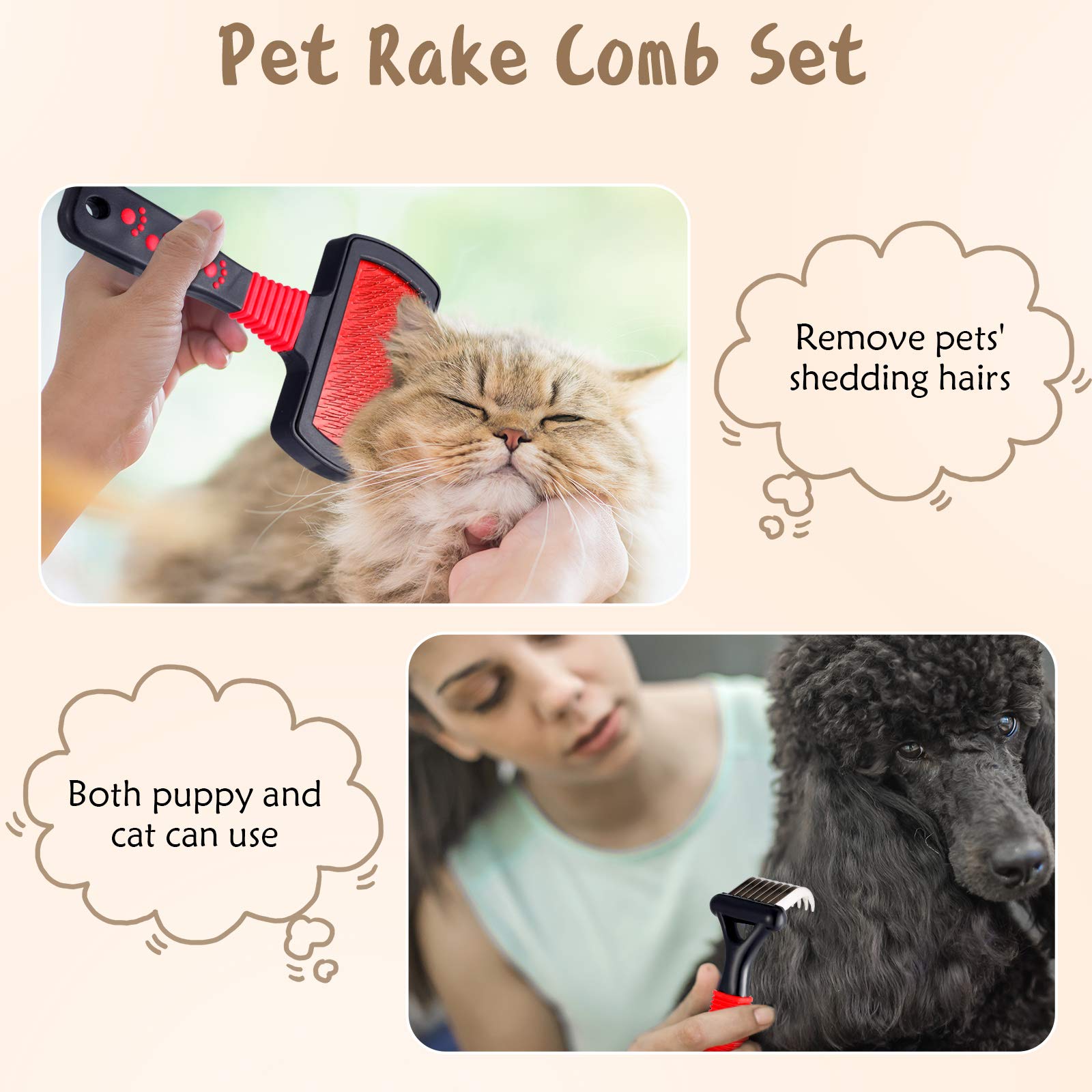 Patelai slicker brush removes shedding hair and smooths coat.