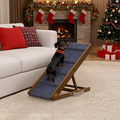 PATHOSIO PETS adjustable dog ramp for bed, couch, and car offering easy, safe pet access.