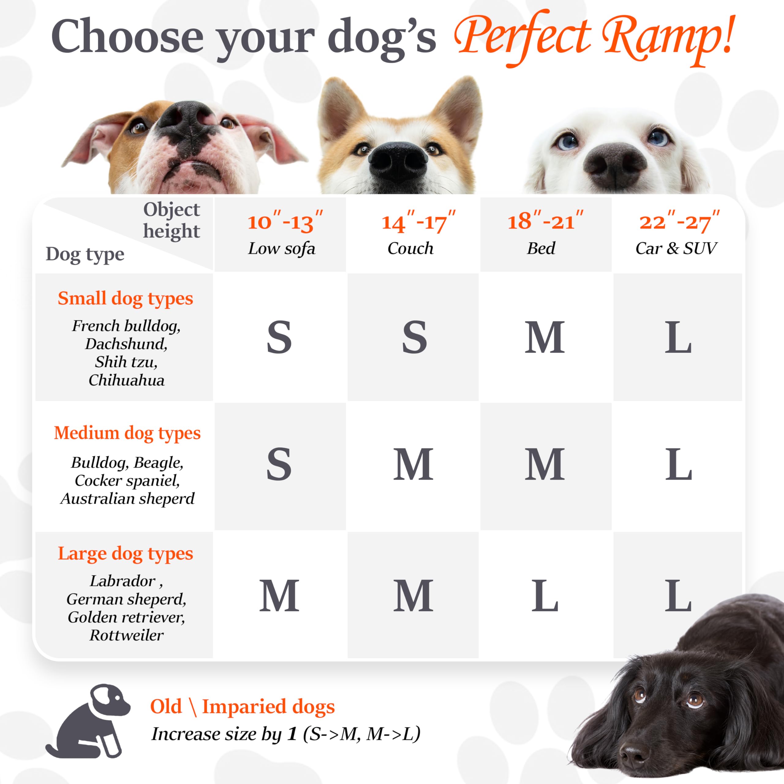 PATHOSIO PETS dog ramp walking surface shows 13.4-inch wide path for comfy climbs