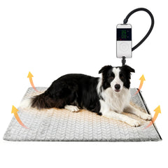 PatiencET 24x35 large heated dog pad shows full-body coverage for cozy pets.