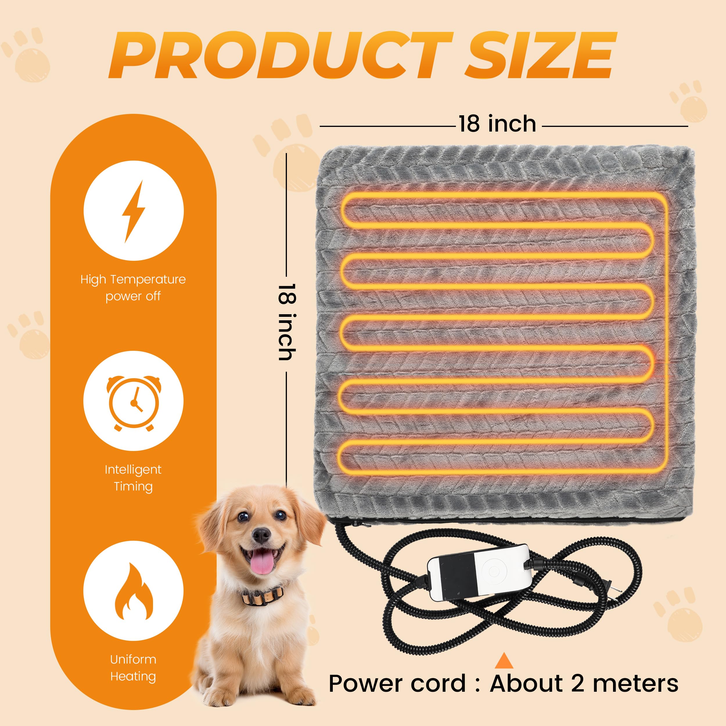 PatiencET cat pad thermostat closeup highlights precise °F control for comfortable warmth.