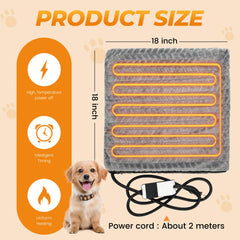 PatiencET cat pad thermostat closeup highlights precise °F control for comfortable warmth.
