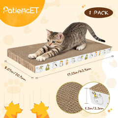 PatiencET cat-scratcher-flat-double-sided image shows floor or bed placement versatility