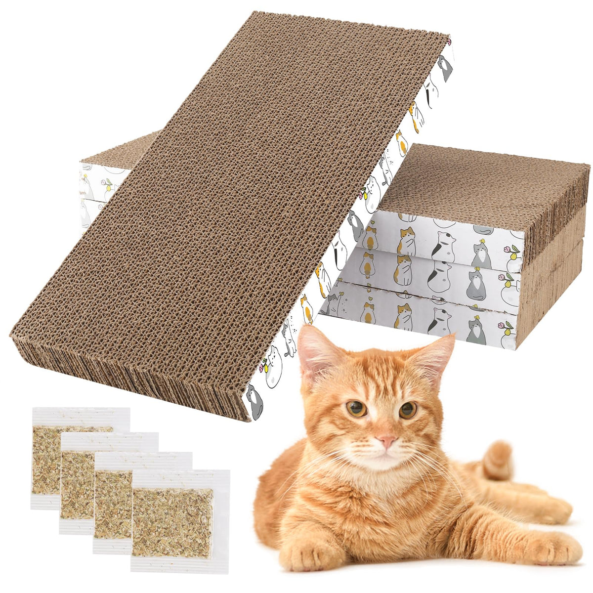 PatiencET cat-scratching-board-4-pack protects furniture with four versatile scratch surfaces