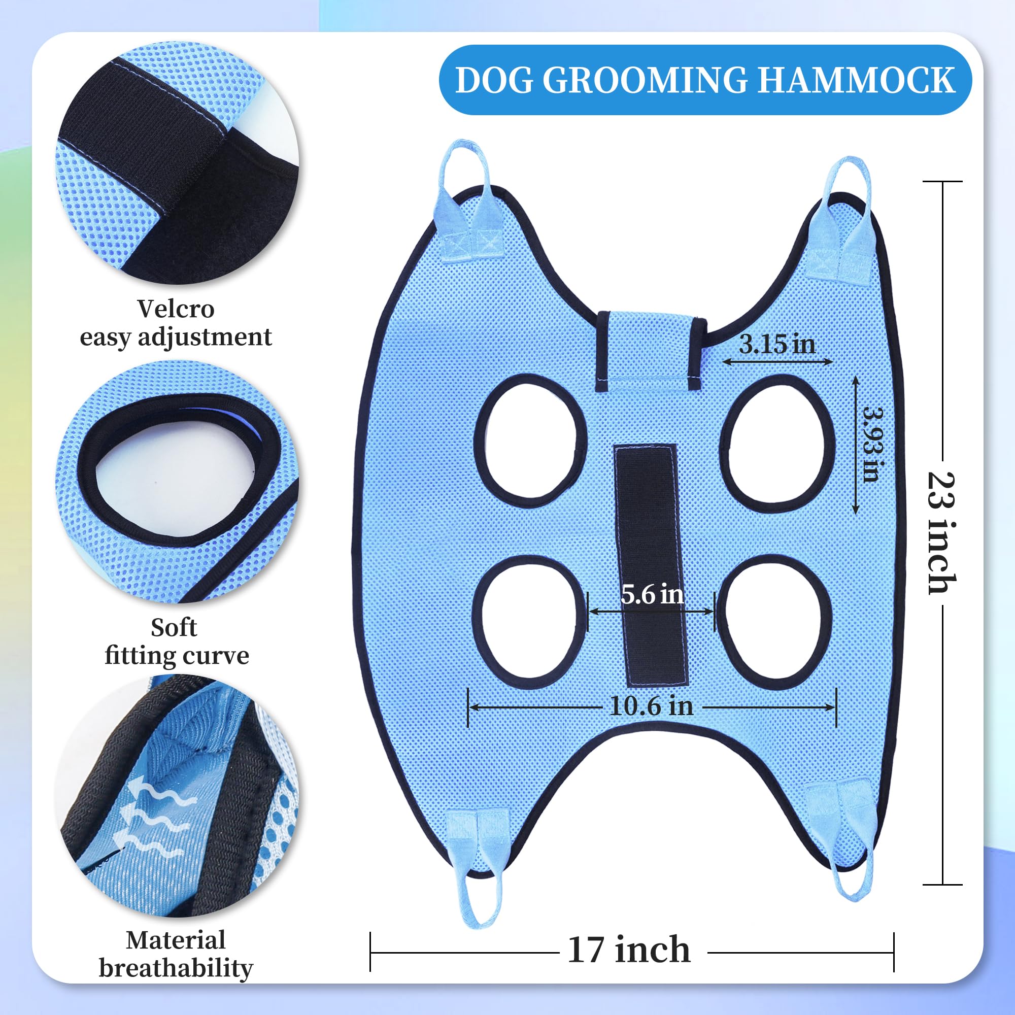 PatiencET dog grooming hammock back view showing secure setup for calm grooming
