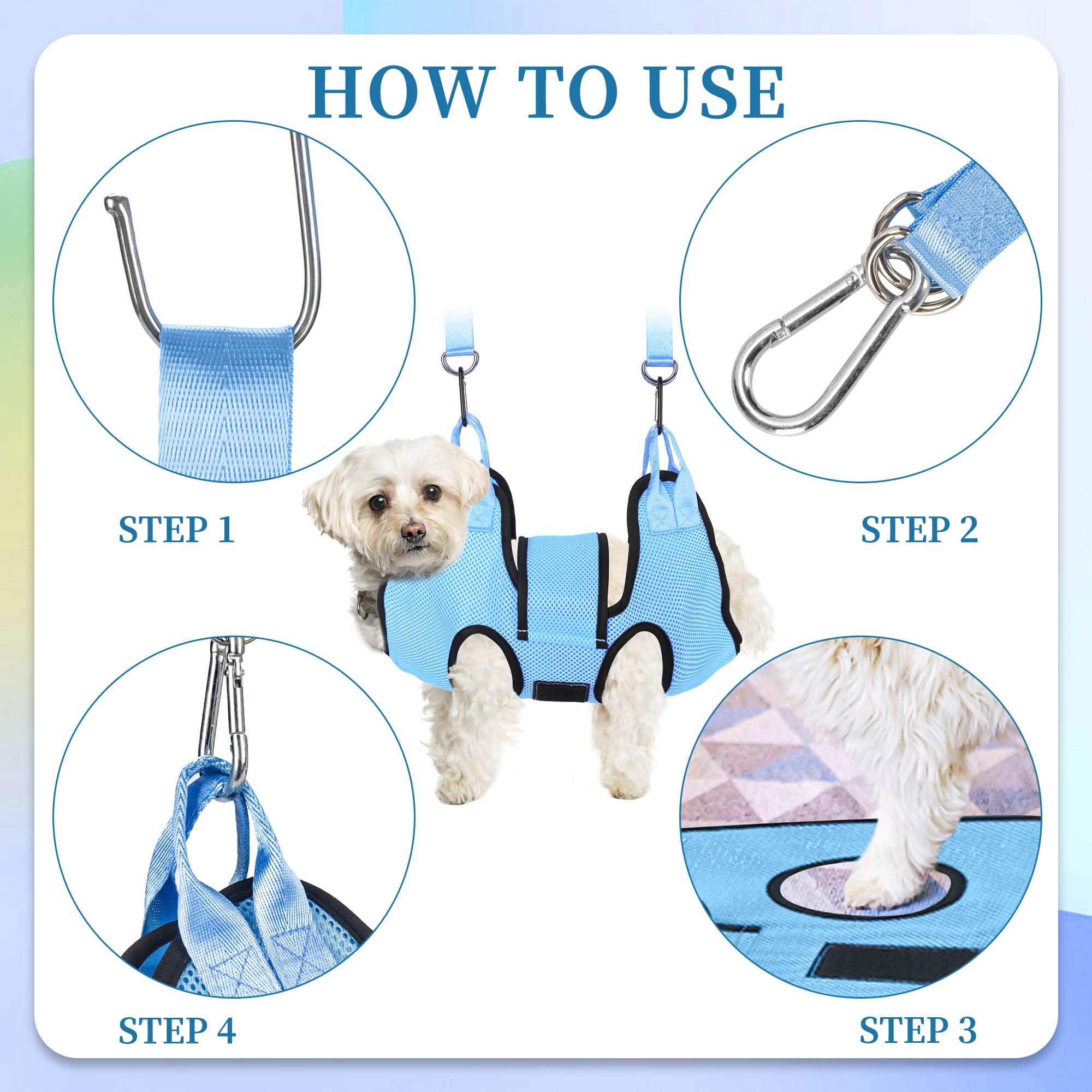 PatiencET grooming hammock with security strap demonstrating enhanced pet safety