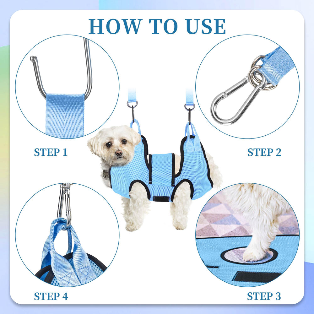PatiencET grooming hammock with security strap demonstrating enhanced pet safety