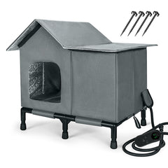 PatiencET heated cat house on porch scene for outdoor warmth and protection