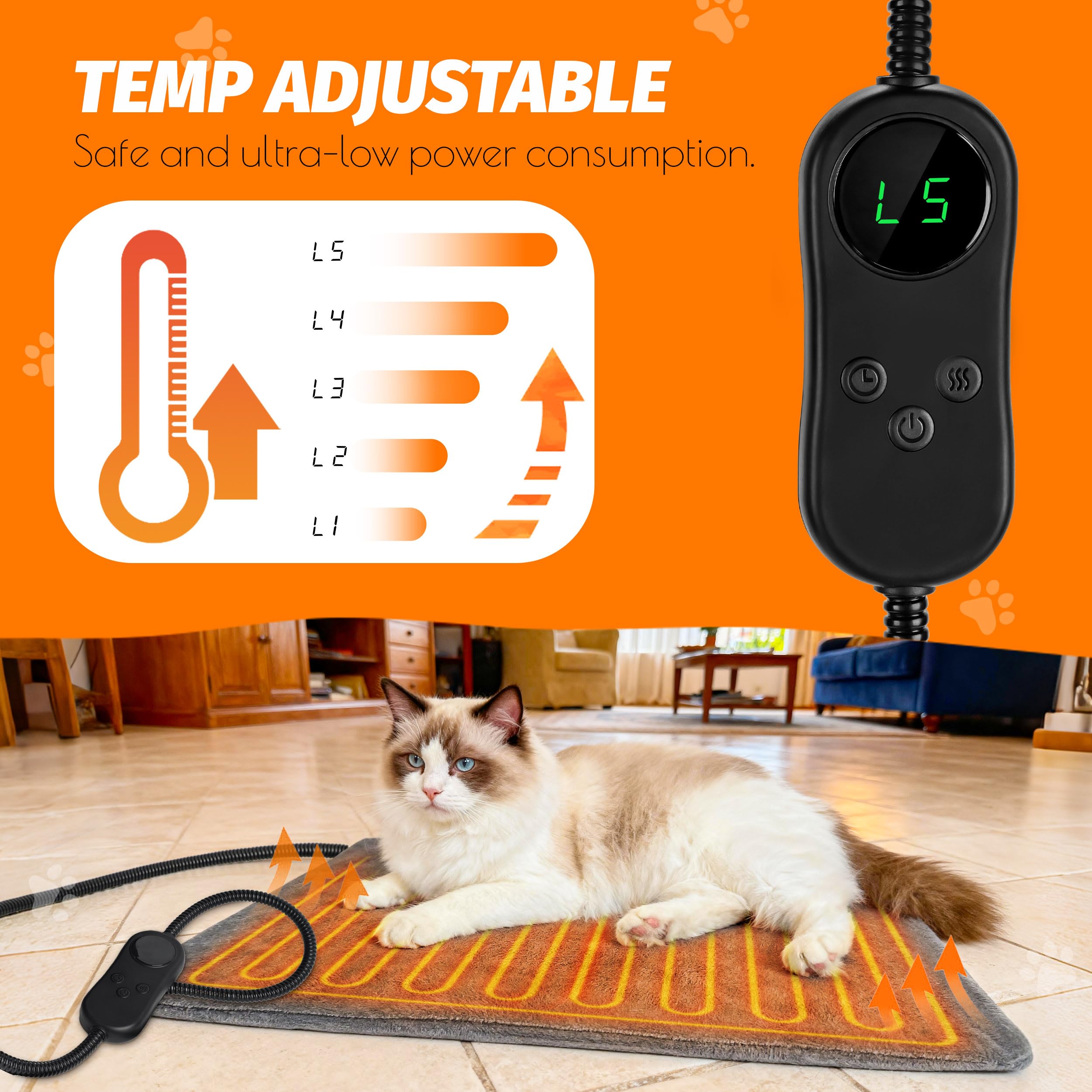 PatiencET adjustable temperature controller ensures consistent cozy warmth