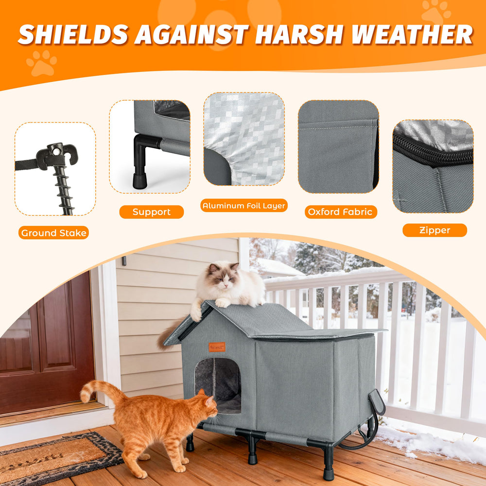 PatiencET weatherproof outer shell shielding outdoors cats from rain