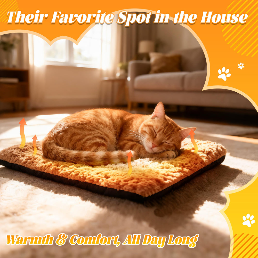 PatiencET self-warming cat bed closeup fleece highlights plush comfort for lounging.
