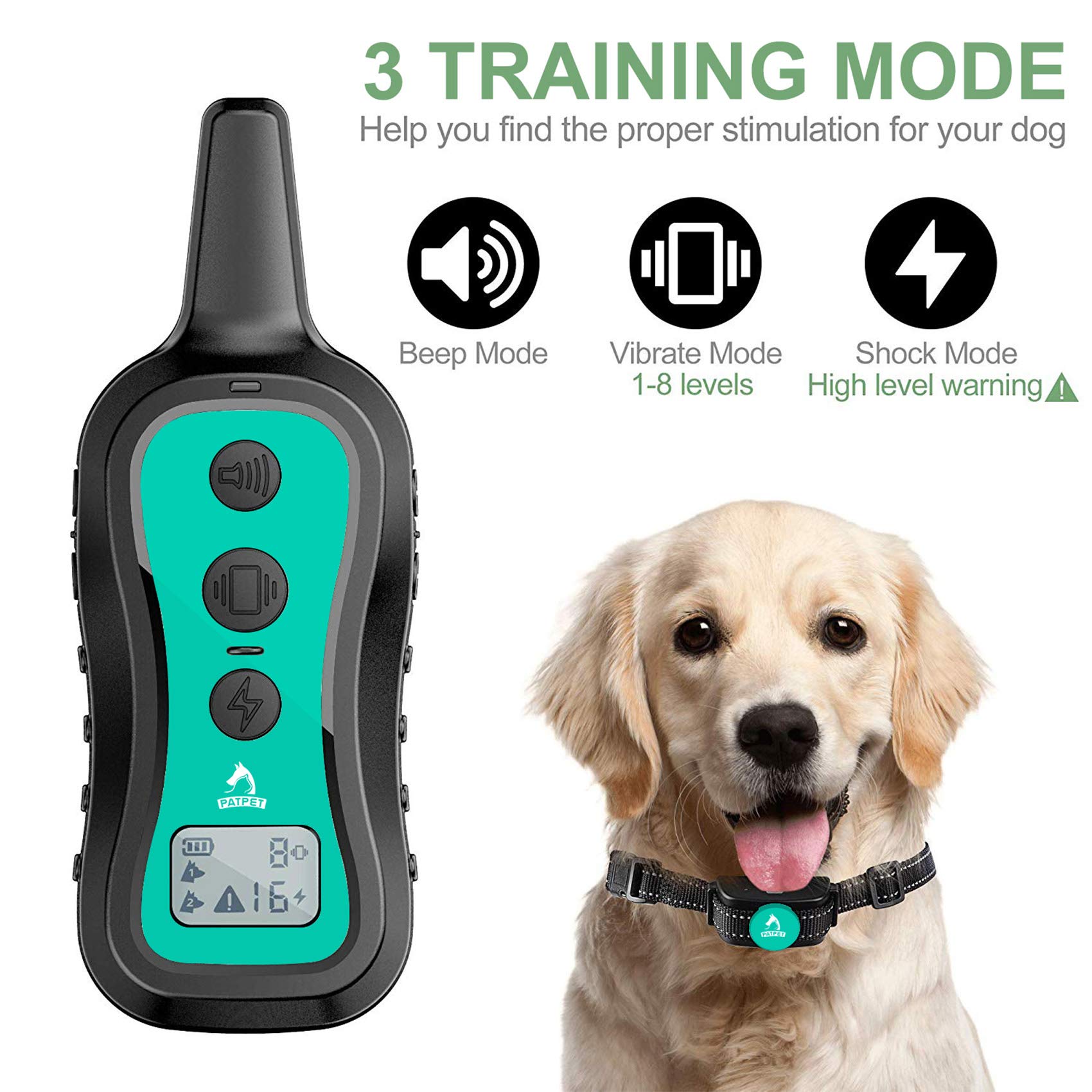PATPET adjustable dog collar band shows fit for 15–100 lb dogs