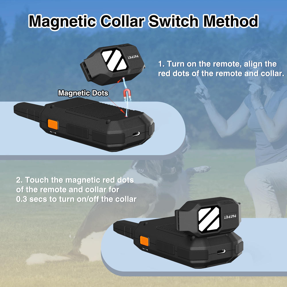 PATPET magnetic switch simplifies turning the collar on during sessions.