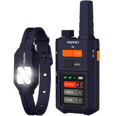 PATPET training collar with flash light front view for nighttime visibility and recall