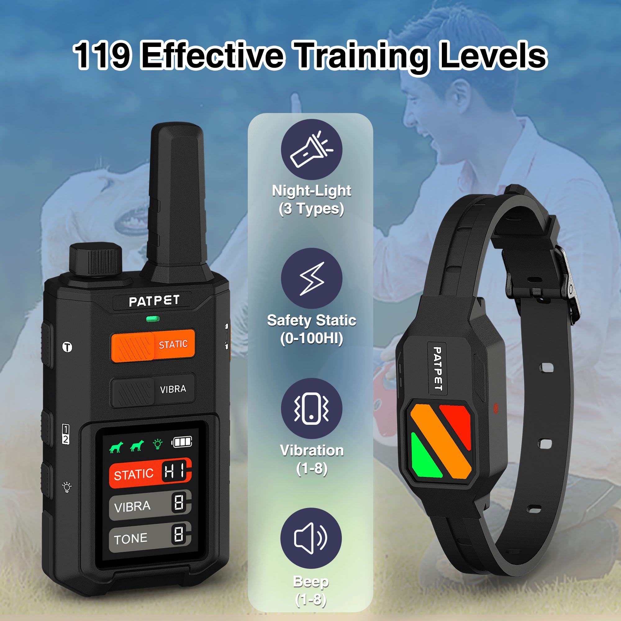 PATPET collar uses micro pulse technology for gentle, effective training.