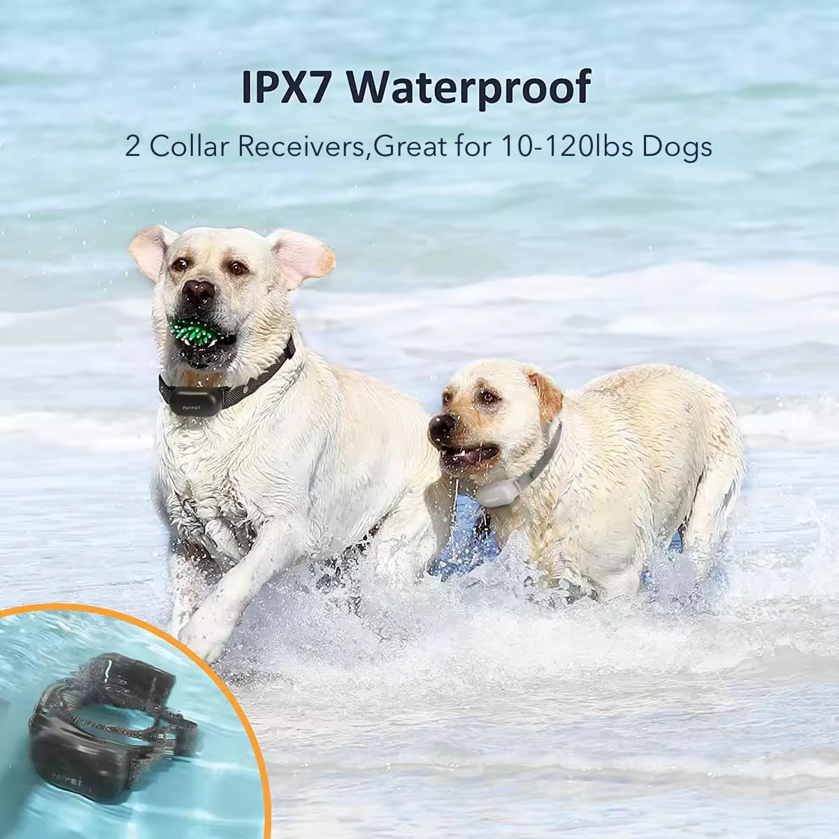 PATPET lightweight receiver collar for dogs 10-120 lbs.