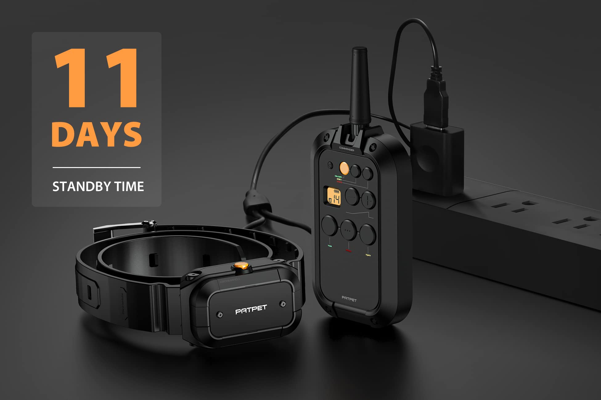 PATPET long-lasting-battery-dog-collar with quick recharge for all-day wear