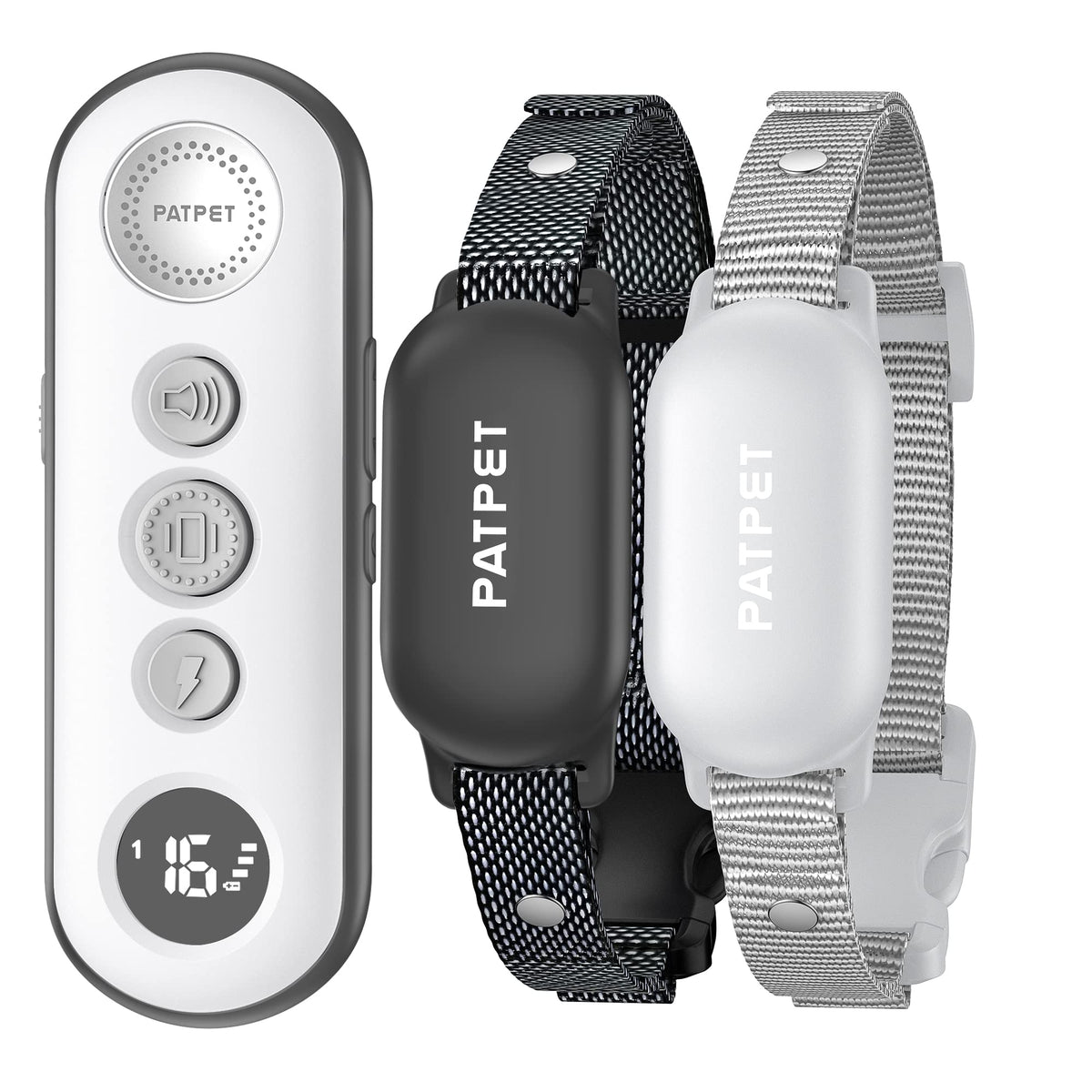PATPET shock collar two-dogs-system for simultaneous training in yards and parks.