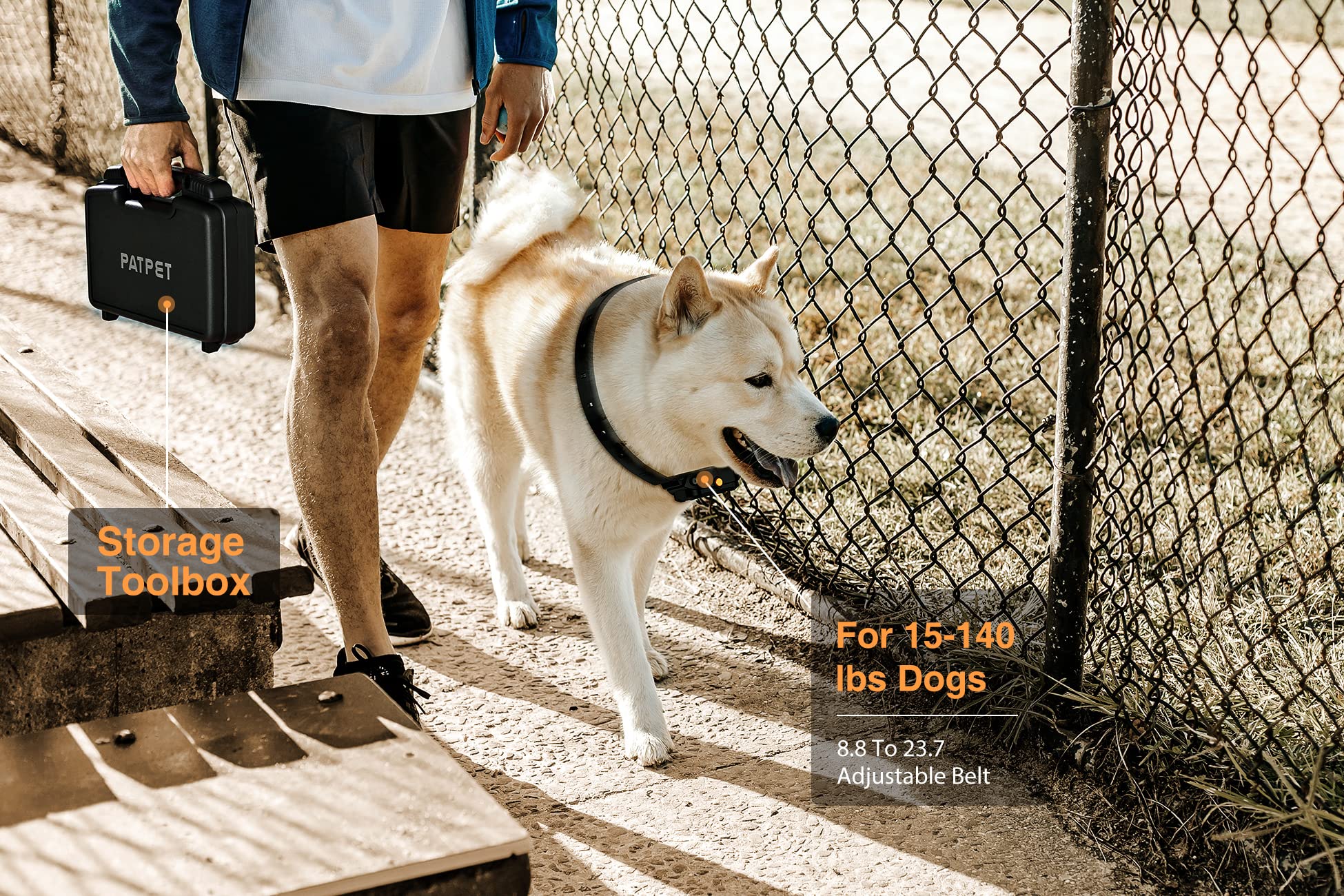 PATPET two-dogs training collar close-up highlights durable TPU band for all-day wear.