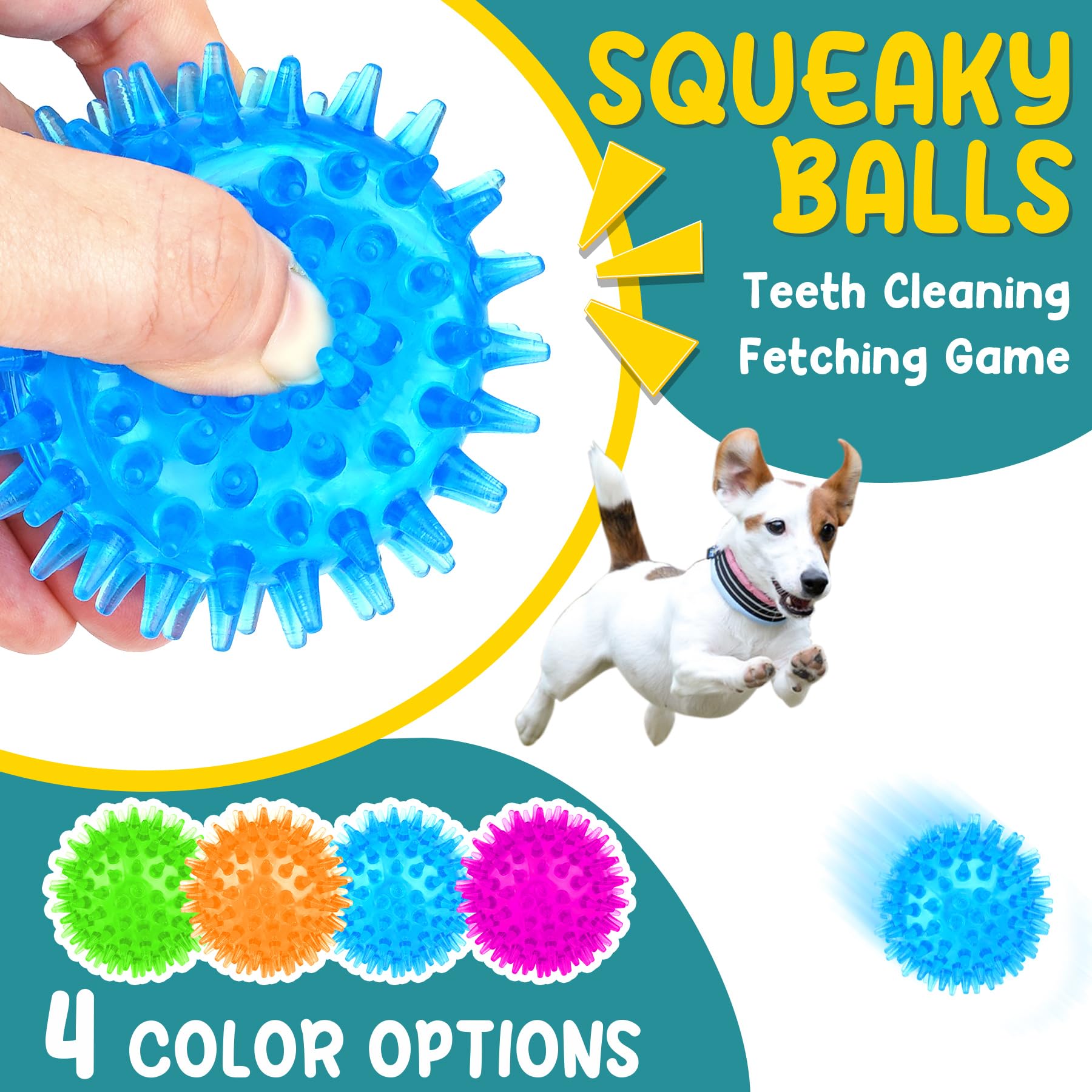 PatsFran teething ball with bumpy texture helps clean teeth during chew sessions.