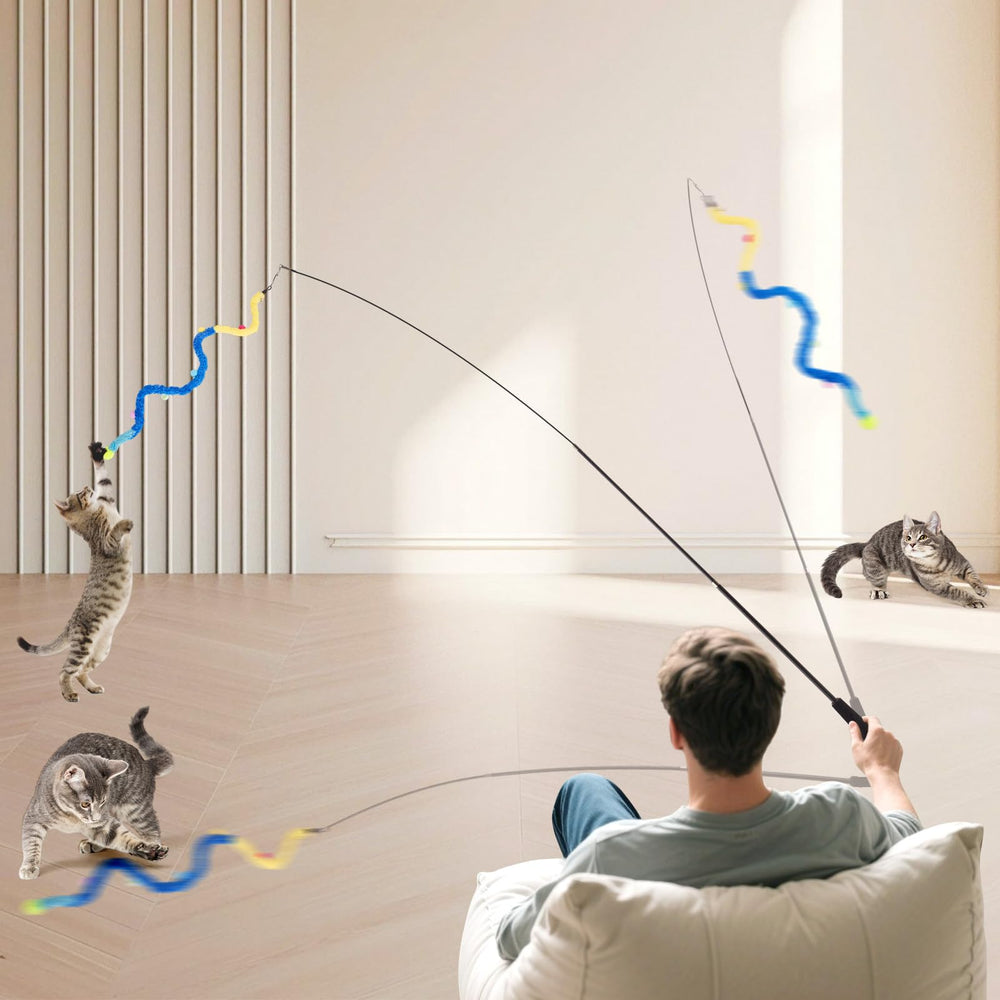 PATTEPOINT cat wand toy bells-and-strings with sounds for hunting-style play.