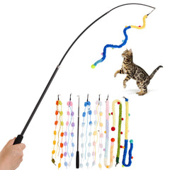 PATTEPOINT cat wand toy retractable-length for extended indoor play.