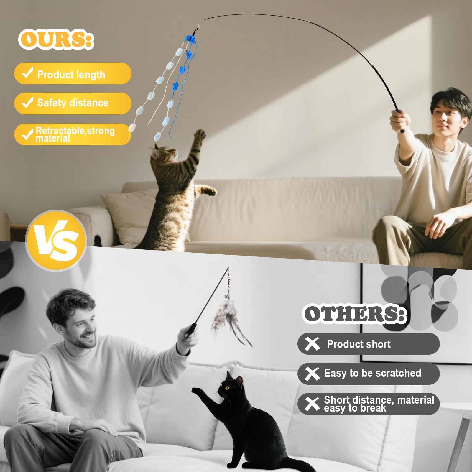 PATTEPOINT cat wand toy soft-plush-tassels provides lightweight, easy play sessions.