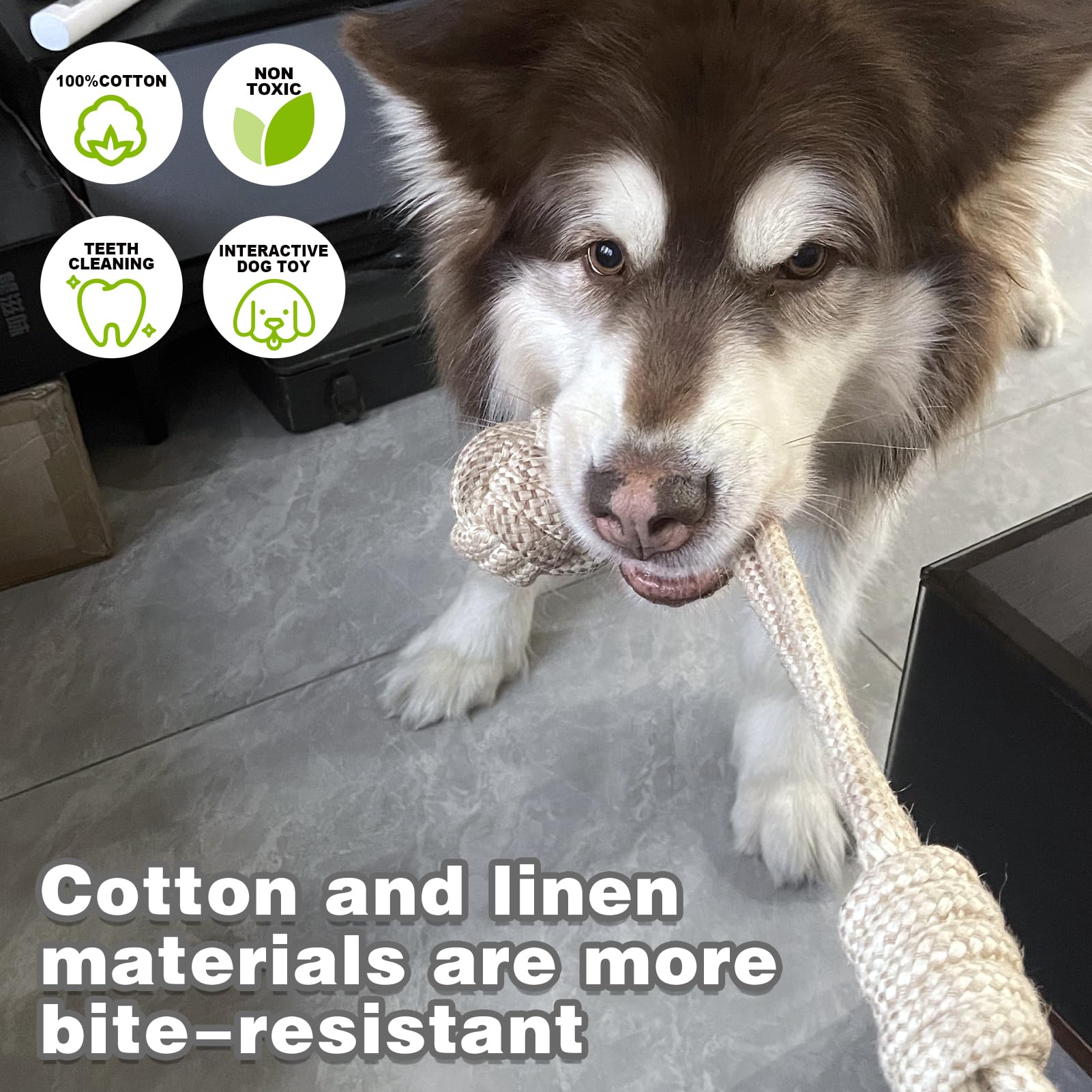 PATTEPOINT dog rope toy eco-durable scented hemp adds natural appeal