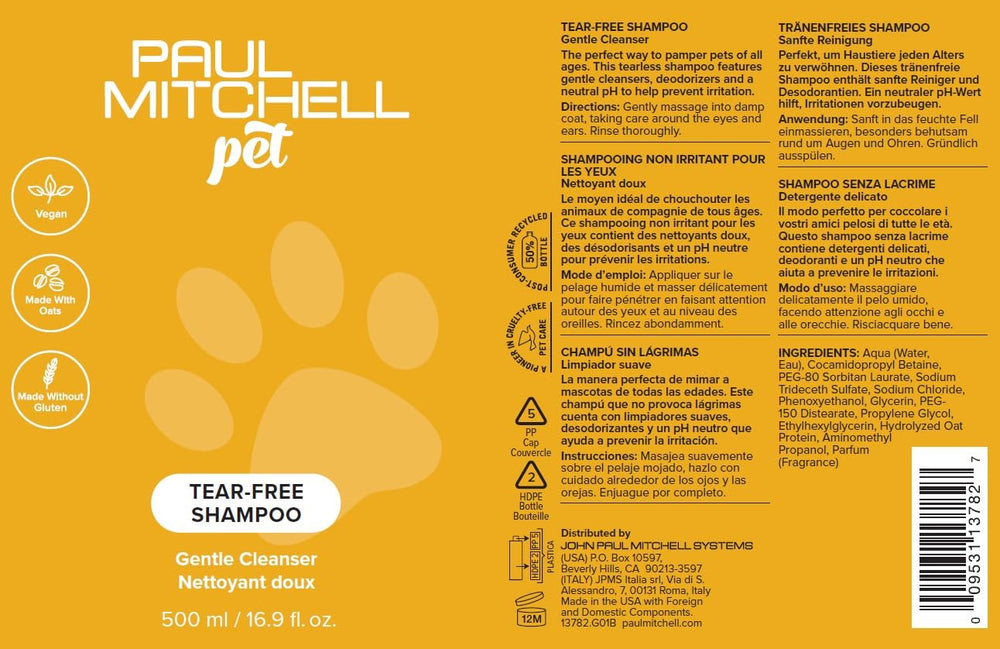 Paul Mitchell Pet Tear-Free Shampoo clean rinse session suggests fresh-feel after bath